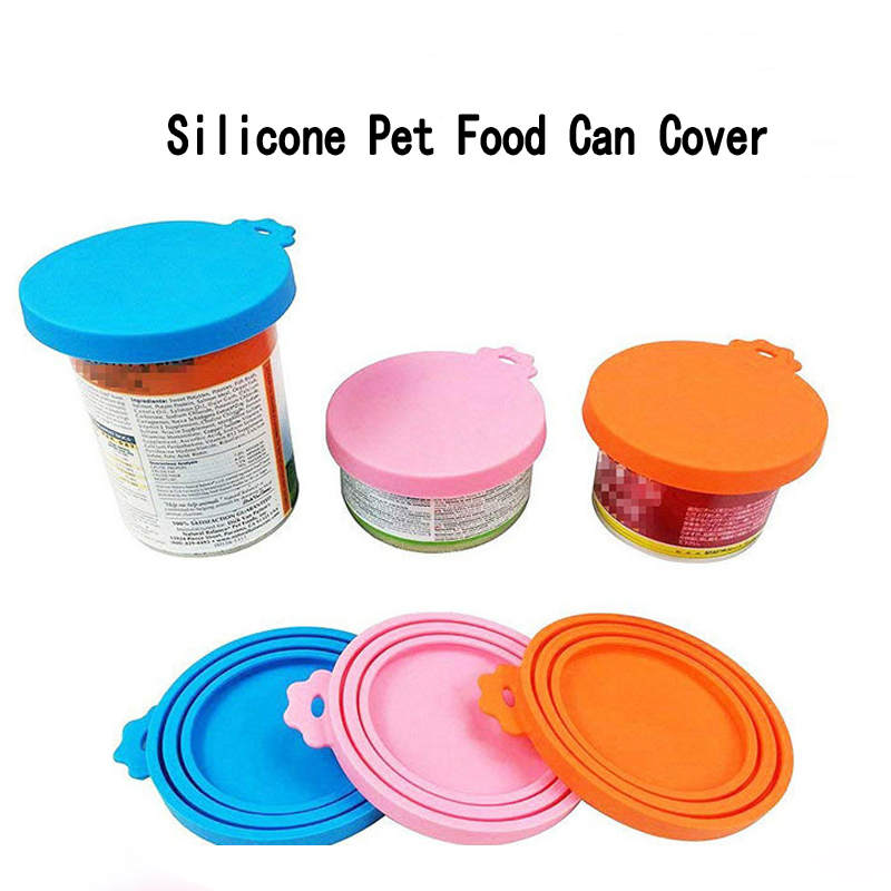 Couvercles de pot denourriture en silicone, couvercles de bocal en silicone gratuit BPA pour lanourriture pour chiens et pour chats, couverture de préservation des aliments pour animaux de compagnie, un couvercle en pot s\'adapte à la plupart
