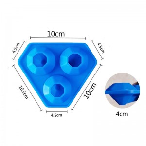 3 trous Silicone Diamond Ice Tray Plateau de moisissure en silicone en diamant pour bombes de bain de whisky, bonbons, savon et artisanat de bricolage, lave-vaisselle en toute sécurité, réutilisable