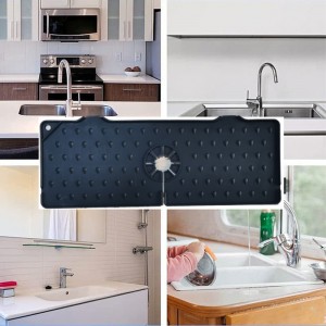 Évier de cuisine Mat de robinet en silicone, robinet lavabo Splash Guard - Mat de vidange de l\'évier derrière robinet, gardien d\'égouttement en caoutchouc Splash Gard sec pour la cuisine et la protection contre le comptoir de la salle de bain